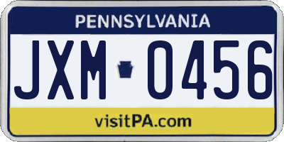 PA license plate JXM0456