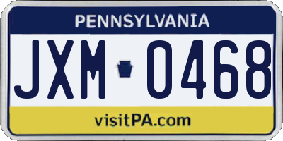 PA license plate JXM0468