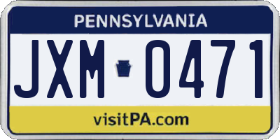 PA license plate JXM0471