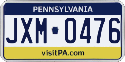 PA license plate JXM0476