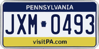 PA license plate JXM0493