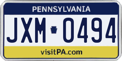PA license plate JXM0494