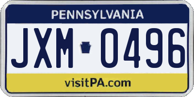 PA license plate JXM0496