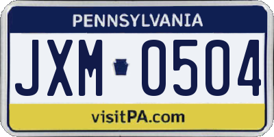 PA license plate JXM0504