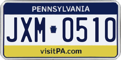 PA license plate JXM0510