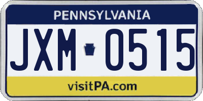 PA license plate JXM0515