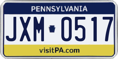 PA license plate JXM0517