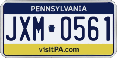 PA license plate JXM0561