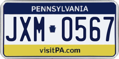 PA license plate JXM0567