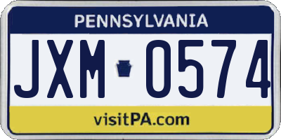 PA license plate JXM0574