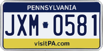 PA license plate JXM0581