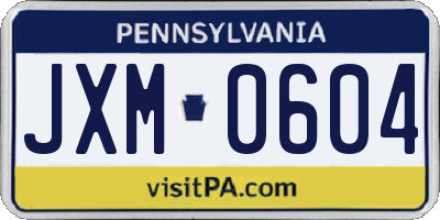 PA license plate JXM0604