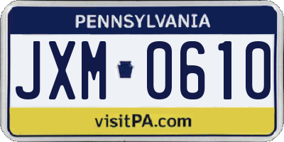 PA license plate JXM0610