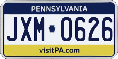 PA license plate JXM0626