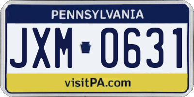 PA license plate JXM0631