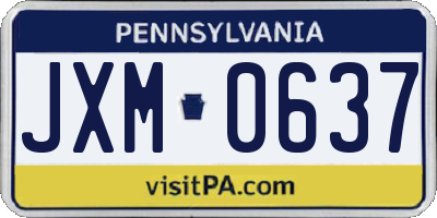 PA license plate JXM0637