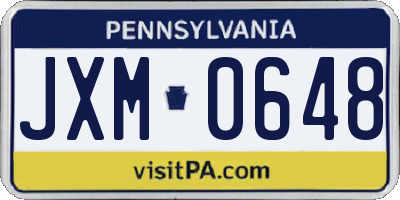 PA license plate JXM0648