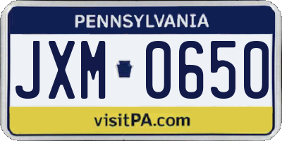 PA license plate JXM0650