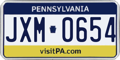 PA license plate JXM0654