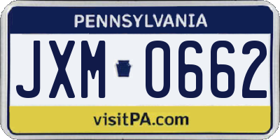 PA license plate JXM0662