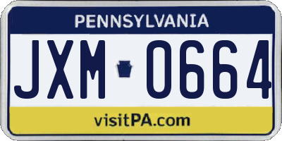 PA license plate JXM0664