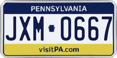 PA license plate JXM0667