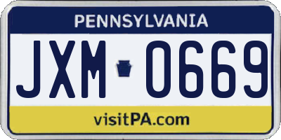 PA license plate JXM0669