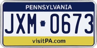 PA license plate JXM0673