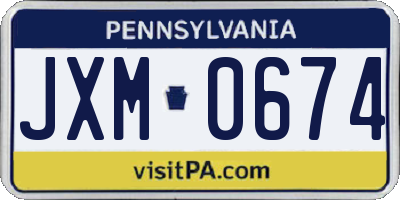 PA license plate JXM0674