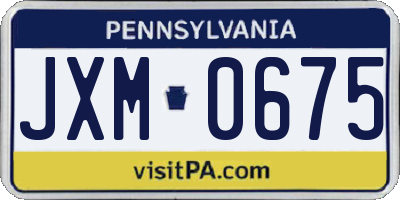 PA license plate JXM0675