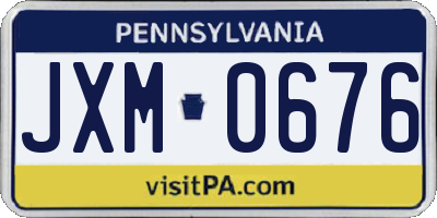 PA license plate JXM0676