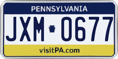 PA license plate JXM0677