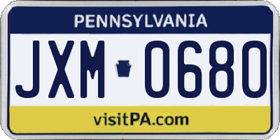 PA license plate JXM0680