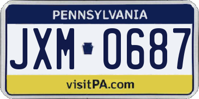 PA license plate JXM0687