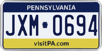 PA license plate JXM0694