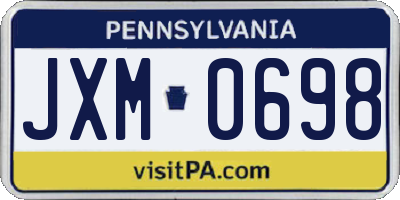 PA license plate JXM0698