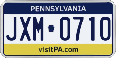 PA license plate JXM0710