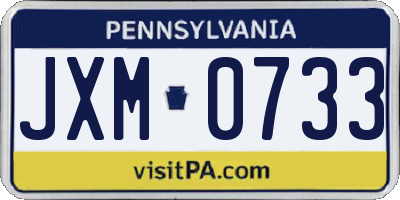 PA license plate JXM0733