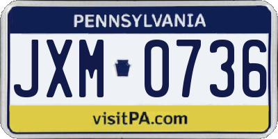 PA license plate JXM0736