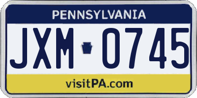 PA license plate JXM0745