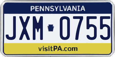 PA license plate JXM0755