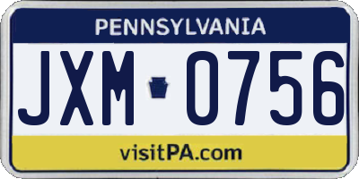 PA license plate JXM0756