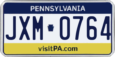 PA license plate JXM0764