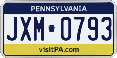 PA license plate JXM0793