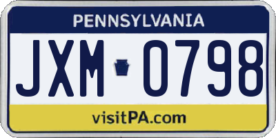 PA license plate JXM0798