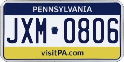 PA license plate JXM0806