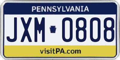 PA license plate JXM0808