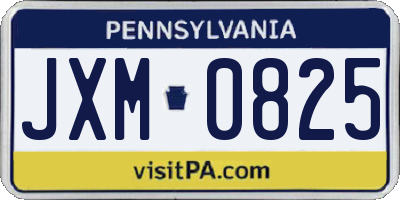 PA license plate JXM0825