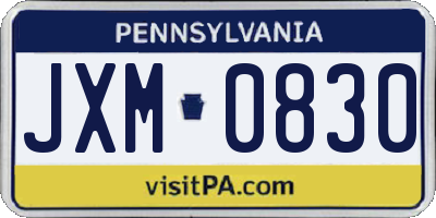 PA license plate JXM0830