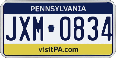 PA license plate JXM0834